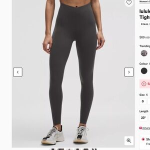 lululemon GlowUp SHR Gray Leggings 25" Size 6 NWT